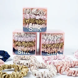 5 PCS in A Gift Box 100% Silk Pure Women Hair Scrunchies Ties Elastic Hair Rope Band Scrunchy Hair Accessories Drop-shipping