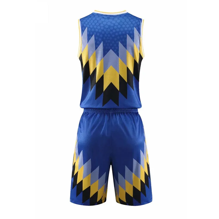 OEM ODM Uniformes De Basketball Para Mujeres Джерси синяя и желтая пустая Двусторонняя баскетбольная форма