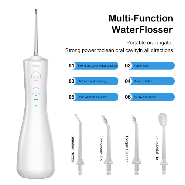 Professional Household Rechargeable Portable Waterflosser Irrigator Ultrasonic Tooth Cleaner Water Flosser