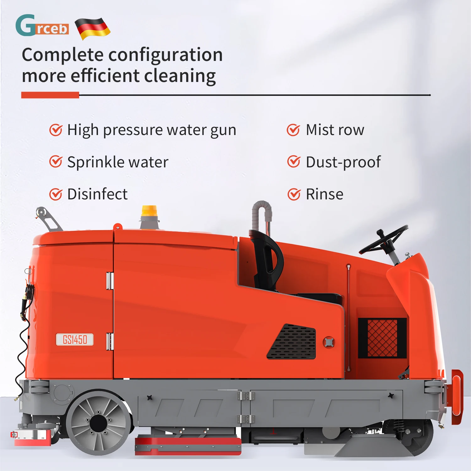 GS1450 Best Seller Ride-on Floor Scrubber Automatic Road Scrubber for Parking Lot Cleaning Used for Farm Industries