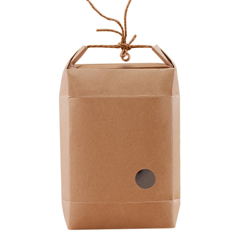 Tie rope Visual Hole Cylindrical Rice Soy Coarse Grain Bulk Food Waterproof Packing Kraft Paper Bag