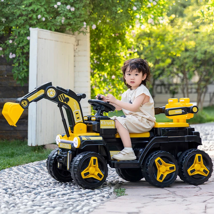 2024 Newest Full Electric Digging Arm Kids Electric Digger Backhoe Kids Electric Mini Excavator Car For Kids