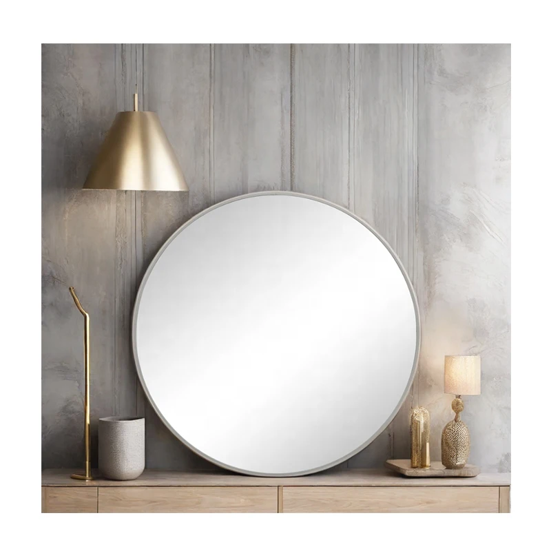 Modern white framed round large living room wall room home decor luxury full body length design unbreakable mirror miroir