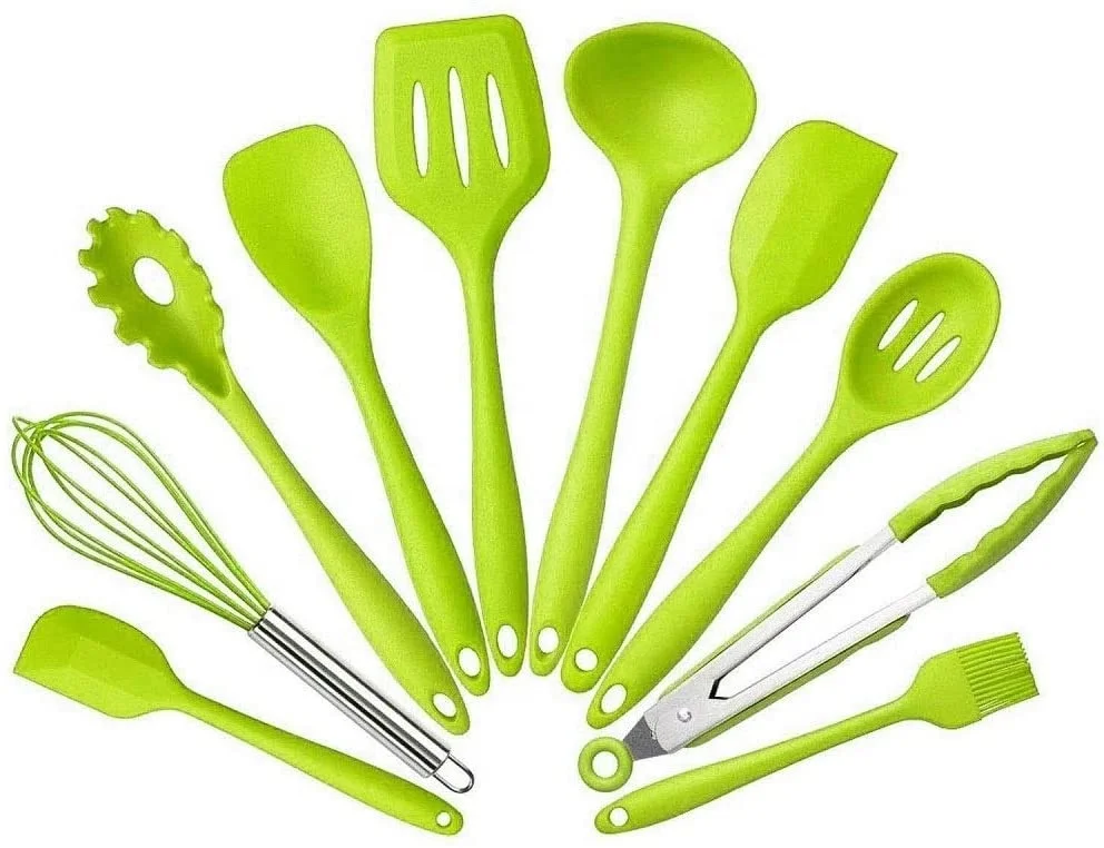 
10 Pieces of Silicone Cooking Kitchen Utensils Set Non-Stick and Heat-Resistant Kitchen Cookware 