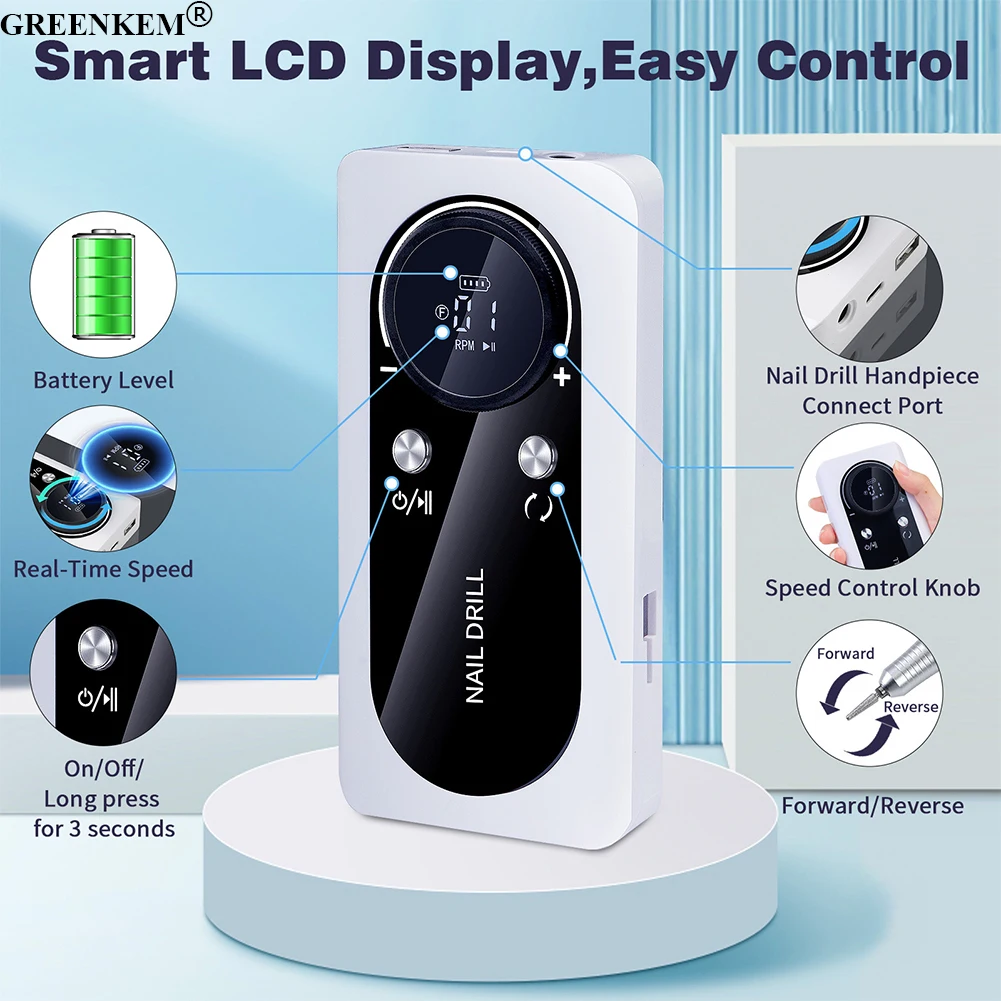 New professional cordless rechargeable portable electric nail drill 45000RPM machine tools Nail Drill Machine