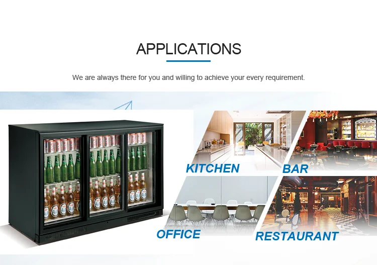 wholesale commercial 338L under counter bar refrigerator glass door three doors beer bottle refrigerator with CE,ROHS, CB, SAA