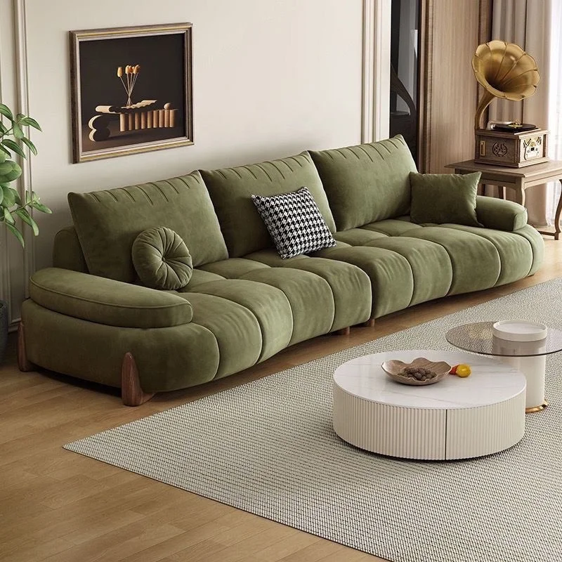 Anti-scratch sofa living room new modern minimalist white cream style curved cat scratch leather sofa