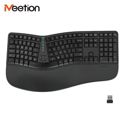 Meetion MT-DirectorW Type C Office Pc Low Profile Full Size 2.4G Wireless Wrist Rest Ergonomic Keyboard
