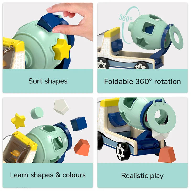 Topbright New Kids Beech Wood Car Toys Colorful Counting Blocks Shape Match Educational Toys For Baby