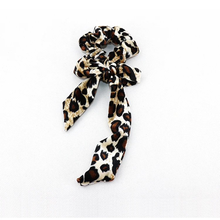 
Animal print Ribbon hair circle bow large intestine hairband satin leopard print headband pony tail hair accessory 