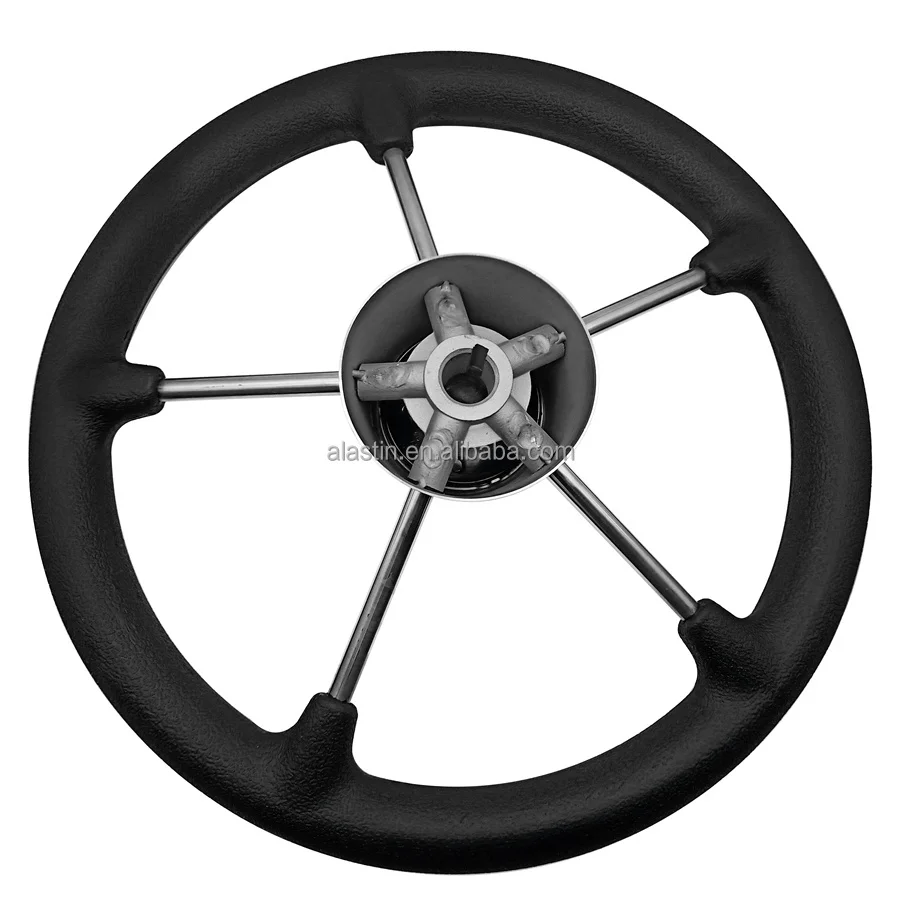 Hot Marine Accessories 316 Stainless Steel Steering Wheel Pu Foam With 5 Wheels