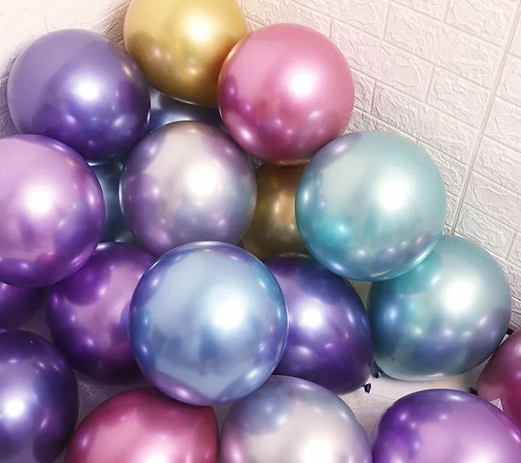 Party wedding birthday 12inch 10inch colorful metal balloon peal metallic latex balloons decoration chrome balloons