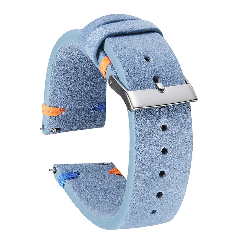 Personalized Matching Color Stitching Leather Velvet deerproof Suede Watch Strap Switch Quick Release Watch Bands Wholesale