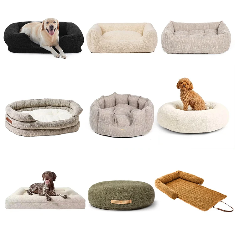New Upgraded Soft Dog Bed Washable Waterproof Extra Comfortable Warm Boucle Portable Luxury Dog Bed