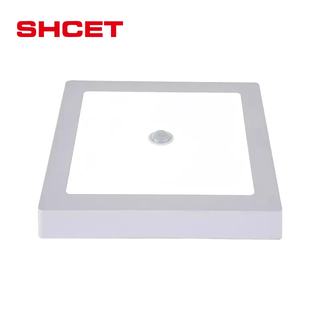 slim square surface mounted motion sensor 3d pir infrared human body sensor switch smart led panel light with microwave sensor