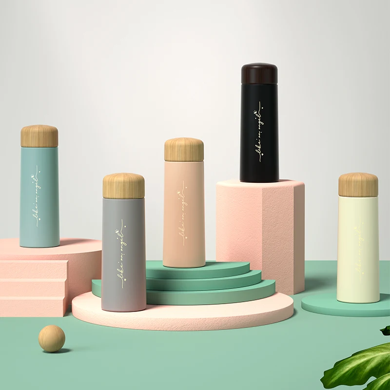 Wholesale 7oz High Quality Luxury Flask Insulated Double Wall Wood Grain Lid 304 Vacuum Stainless Steel Water Bottle