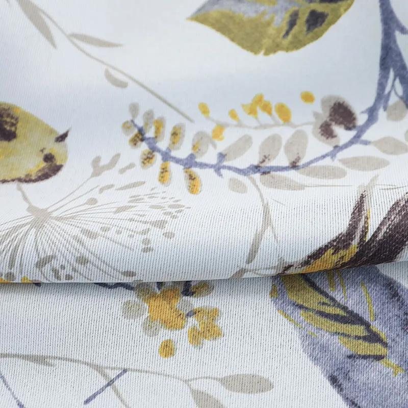 
Stock Available Modern Polyester Print Bird Designs Ready Made Curtain blackout For Living Room 