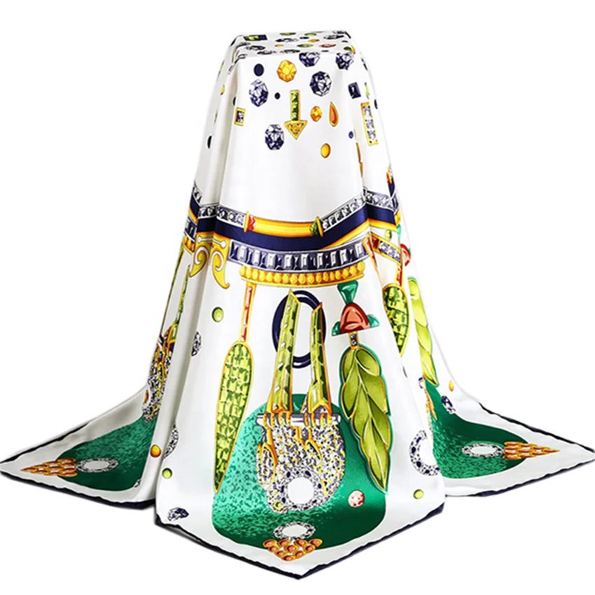 Customized Autumn Long Satin Fabric Matte Satin Shawl Wrap Colorful 100% Twill Silk Scarf