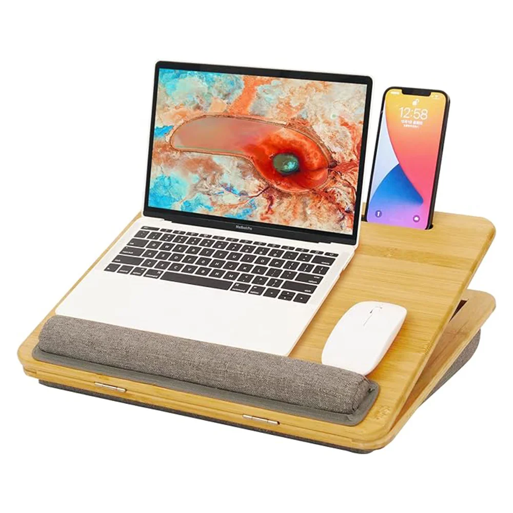 Eco Wooden Bed Computer Desk Adjustable Foldable Table Portable Folding Bamboo Tray