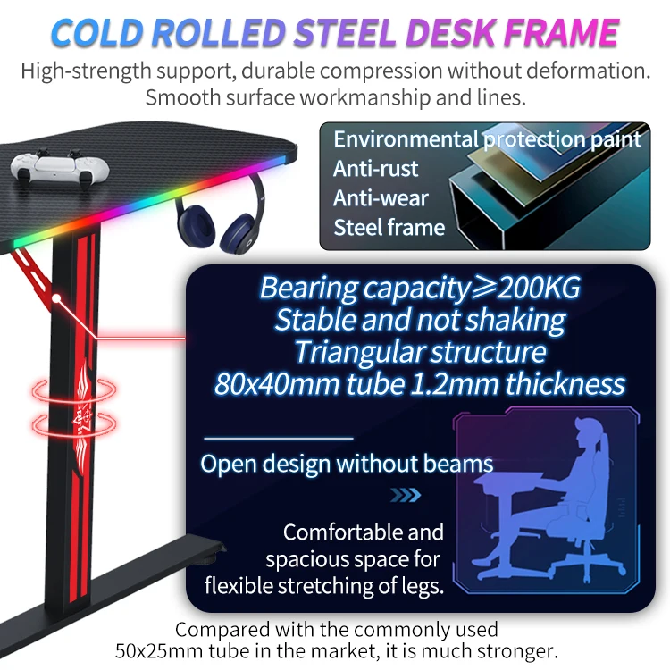 Modern gaming computer desk l shape for pc picture black corner gaming desk manufacturer adjustable led rgb gaming table