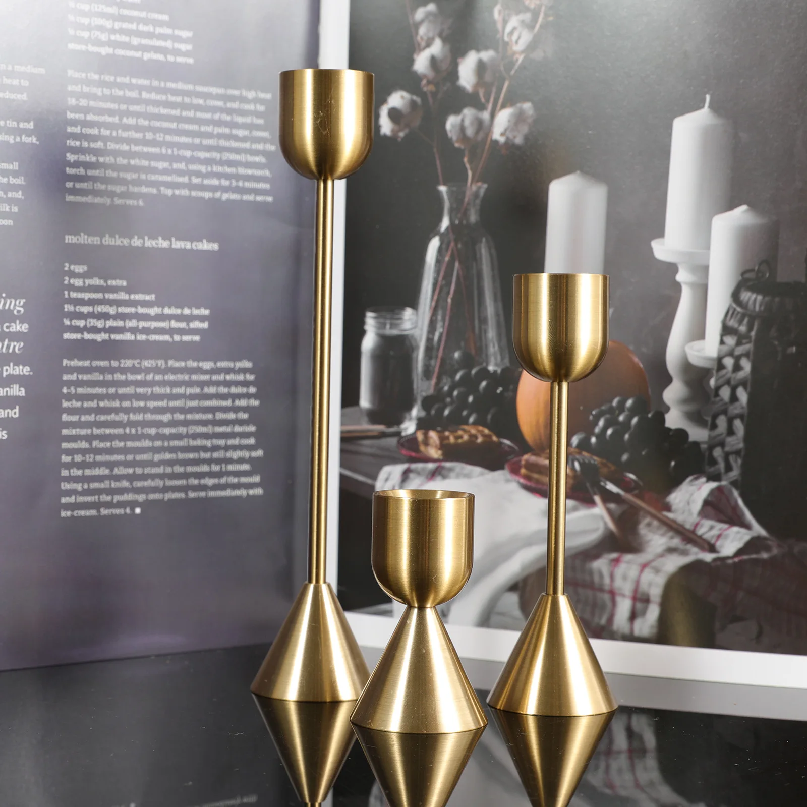 Hot selling gold candle holder brass table candlesticks for home wedding party decoration