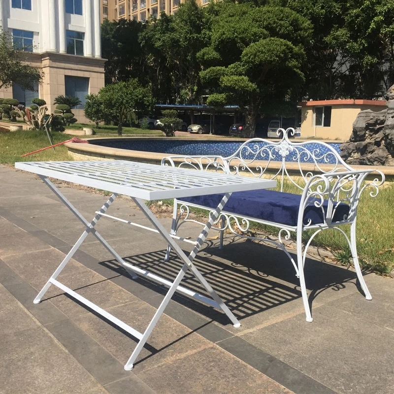 
Folding Table Cafe Garden Terrace Square Picnic Furniture Modern Metal green Dining Set Folding Outdoor Tables 