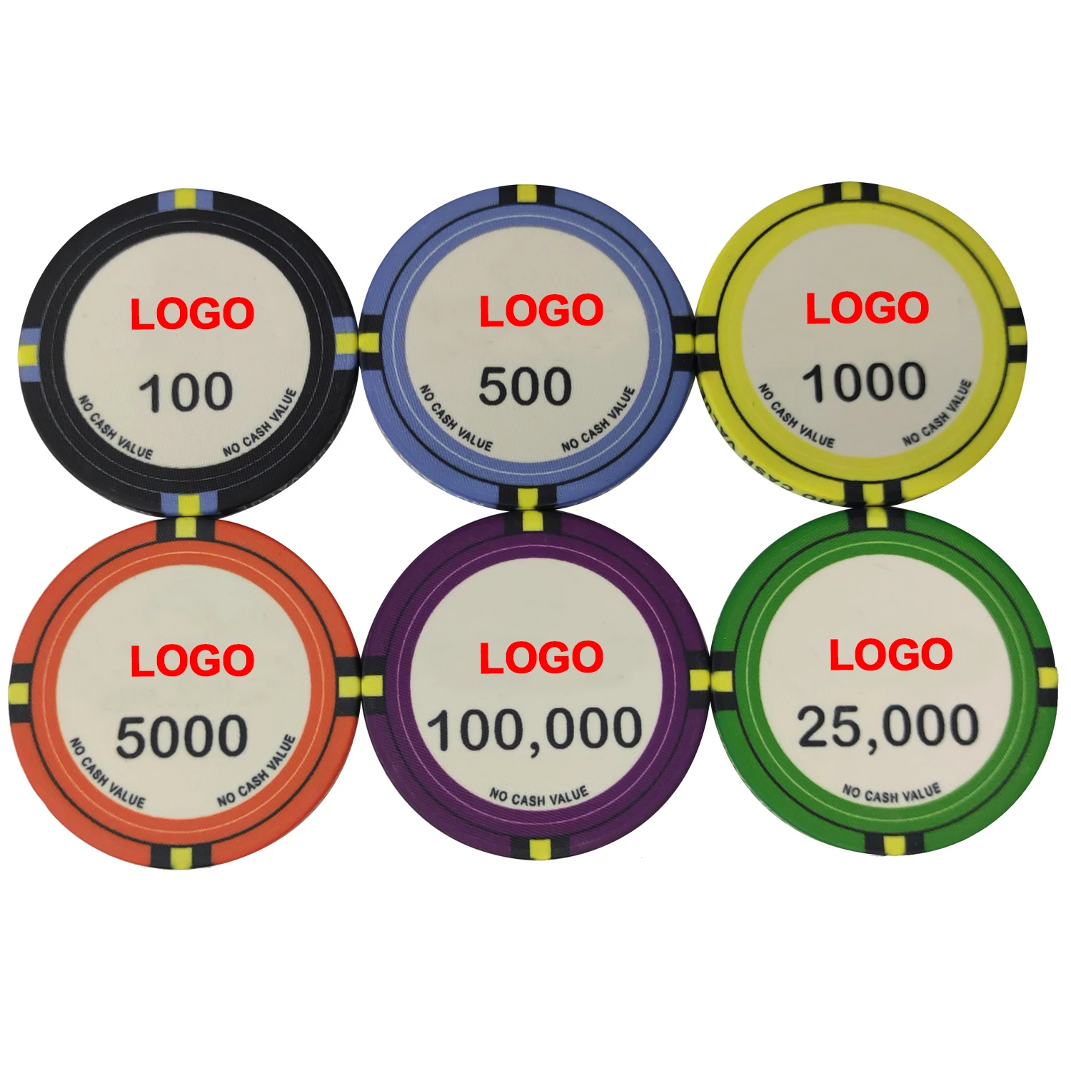 Bigger 39mm 43mm 50mm Custom Ceramic Poker Chips Octagonal 45*3.3mm Print Gambling With Box Clay ABS Casino Ceramic Poker Chip
