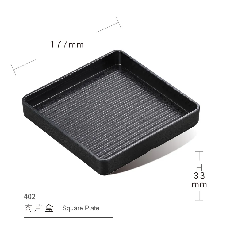 Food Contact Trays Plastic Plate Dish Melamine Black Plate