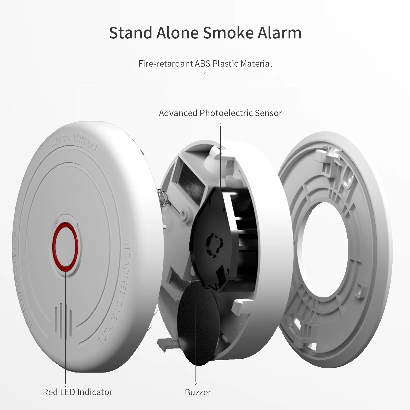 Small Home Fire Safety Alarm Safe Smoke Sensor Detector  Dc9v Battery Standalone En14604 Photoelectric Smoke Alarms