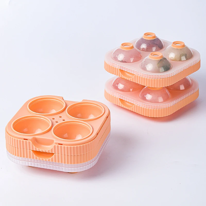 6.5cm Sphere Silicone Ice Ball Cue Tray Round Ice Mold 4 Spherical Balls Ice Tray makers For Whiskey