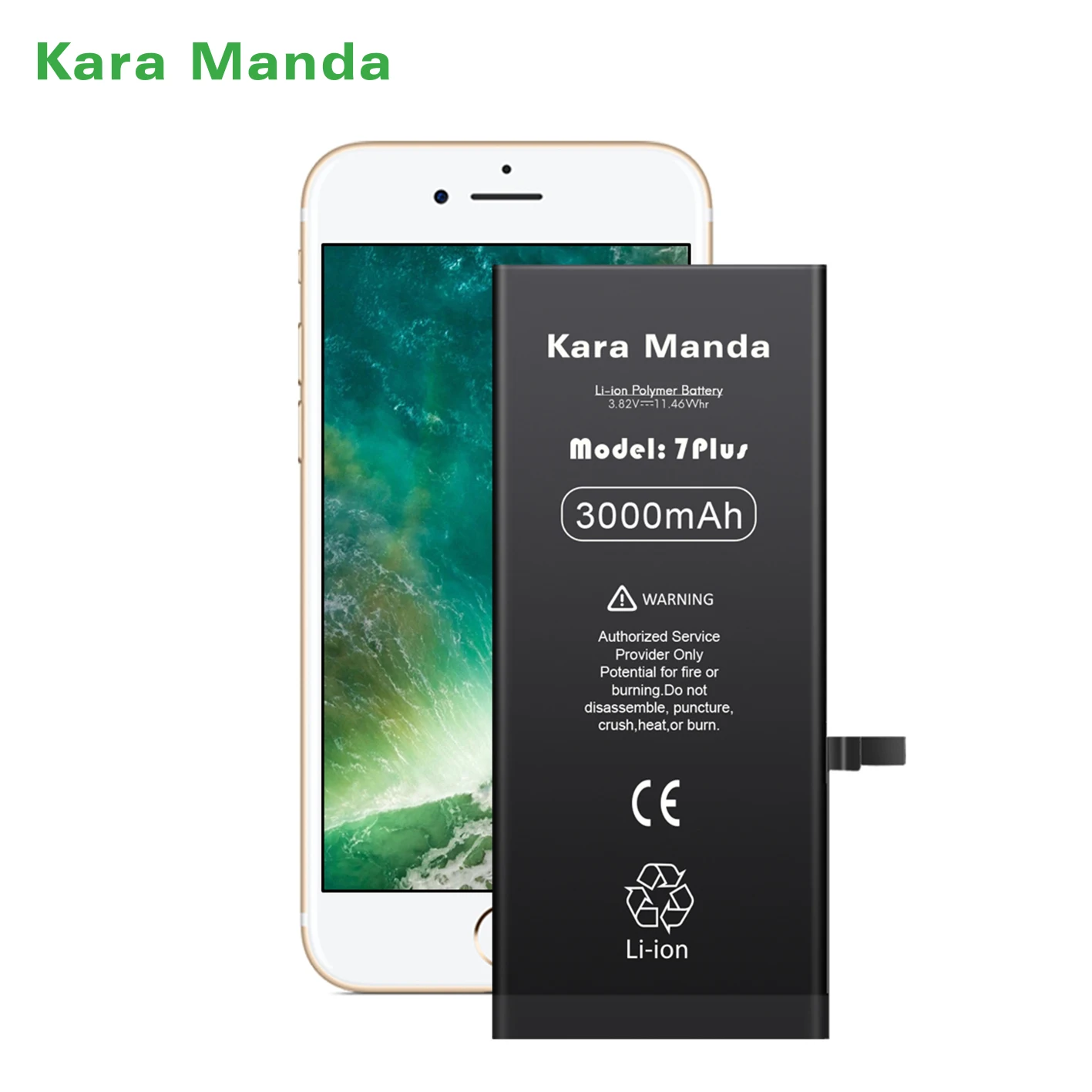 Kara Manda 100% Health Battery Standard Capacity Replacement Rechargeable Lithium Battery for iPhone 7 Plus X Xs Max Xr 11 12 13