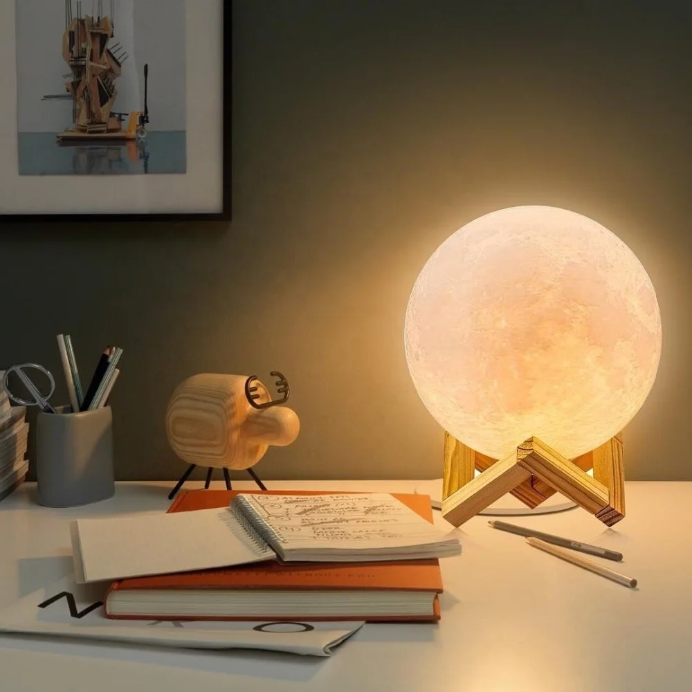  Светодиодный ночник 8 см с 3D рисунком Луны аккумуляторная Сенсорная лампа изменением цвета детский для
