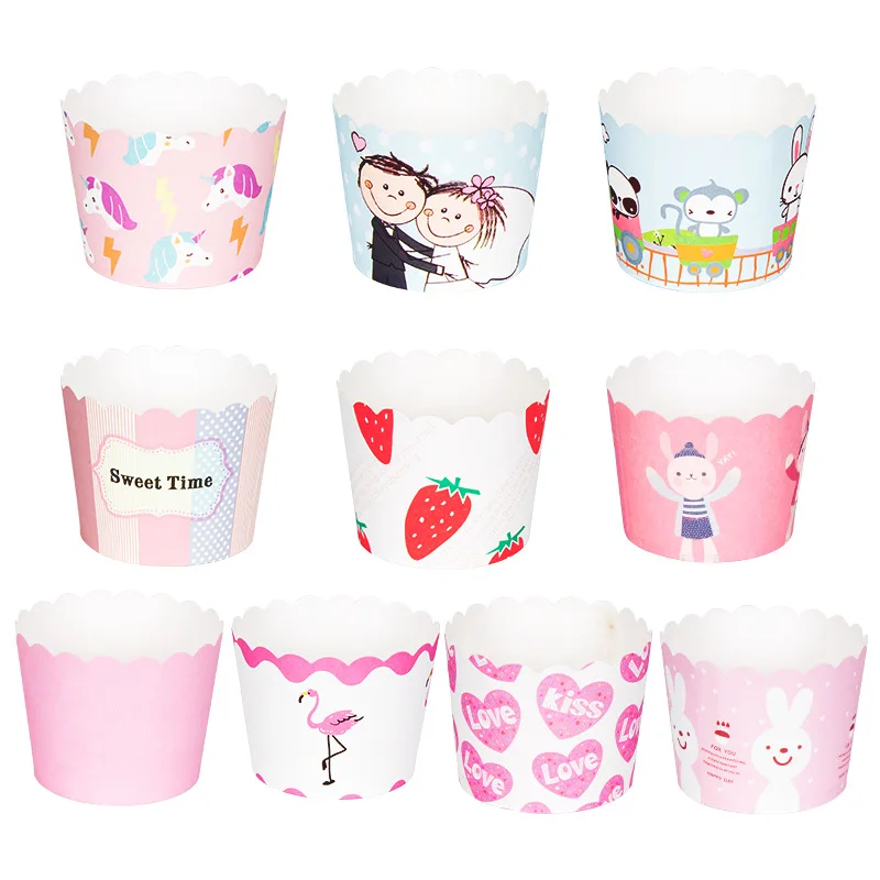 Small 50 packs of disposable cute pattern muffin cup high temperature baking cake paper cups