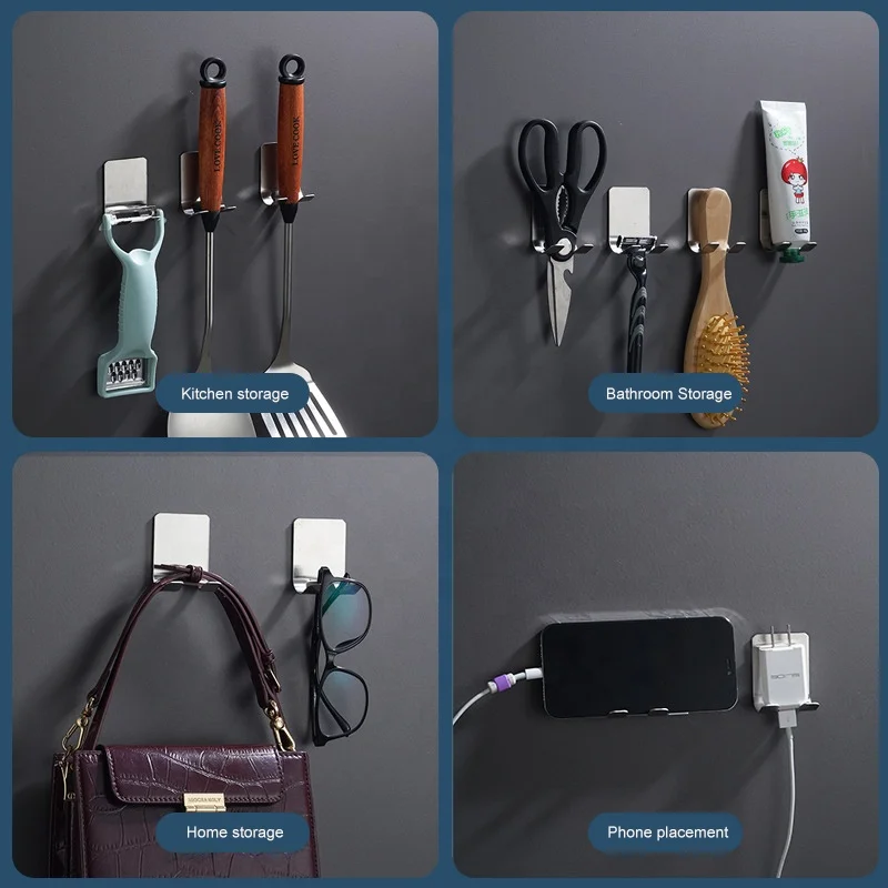 Оптовая Продажа с фабрики самоклеящийся настенный 201 держатель для бритвы из нержавеющей стали крючки ванной кухни подвесной практичный крючок