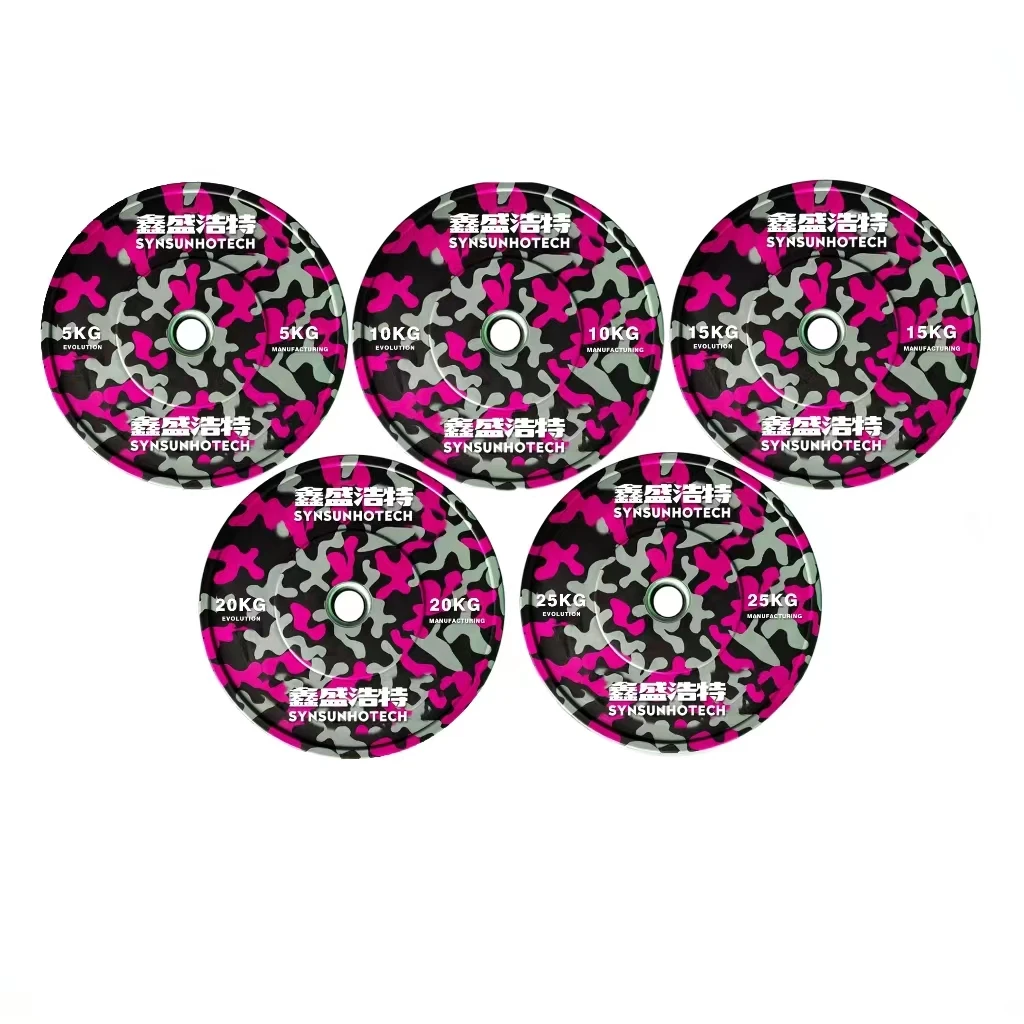 Manufacturers china wholesale pink  camo  bumper weight plate