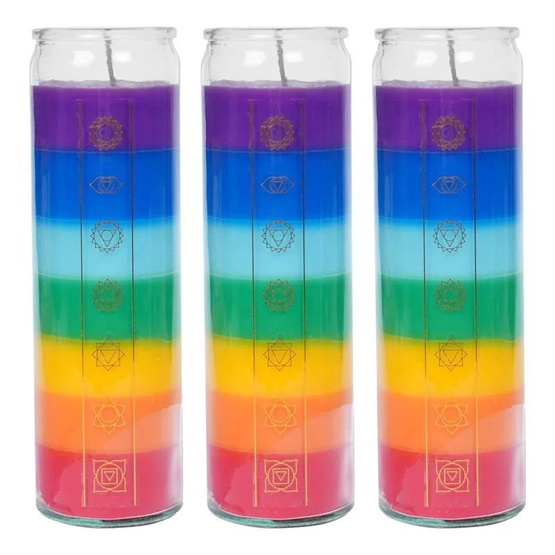 KLS wholesale in glass for sale custom color and label Scented Soy Wax mystical fixed 7 day prayer Religious church candles