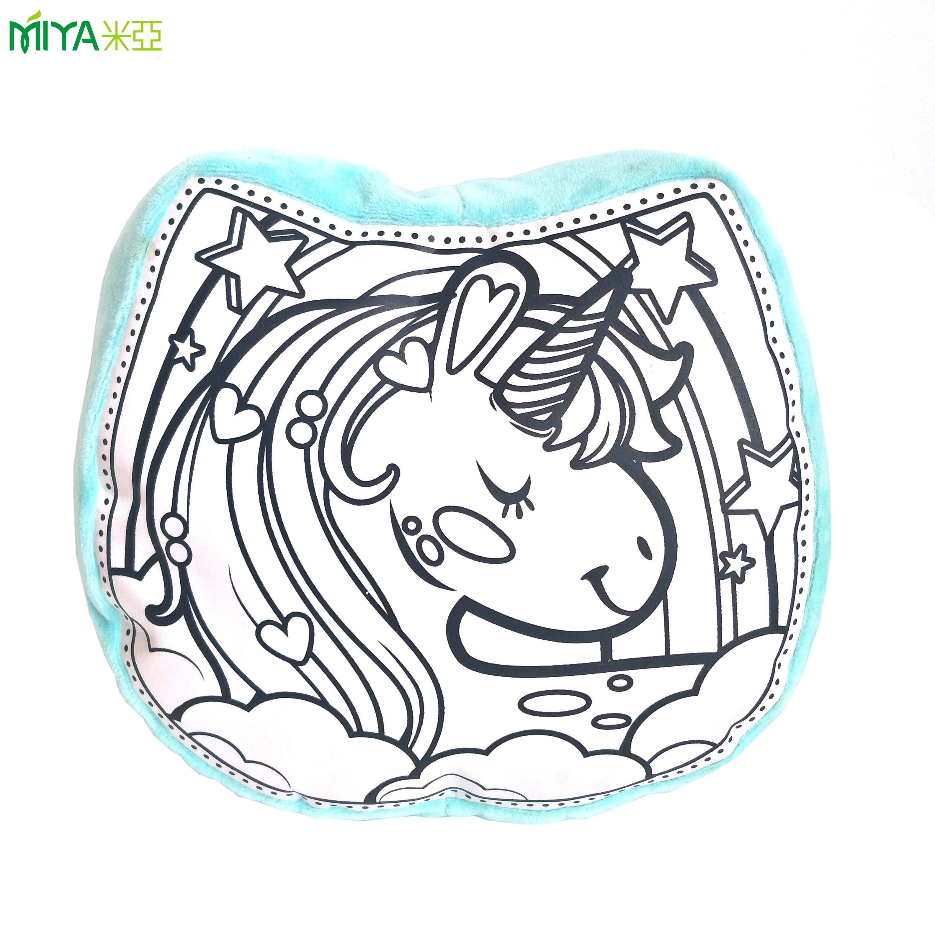 kids diy washable decoration plush satin painting drawing colouring animal shape pillow for children