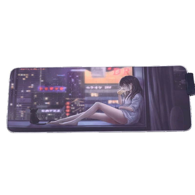 Custom Sublimation Blank 13 Color RGB Natural Rubber 30*80*0.4CM Large Mouse Table Top Gaming Mat RGB Mouse Pad
