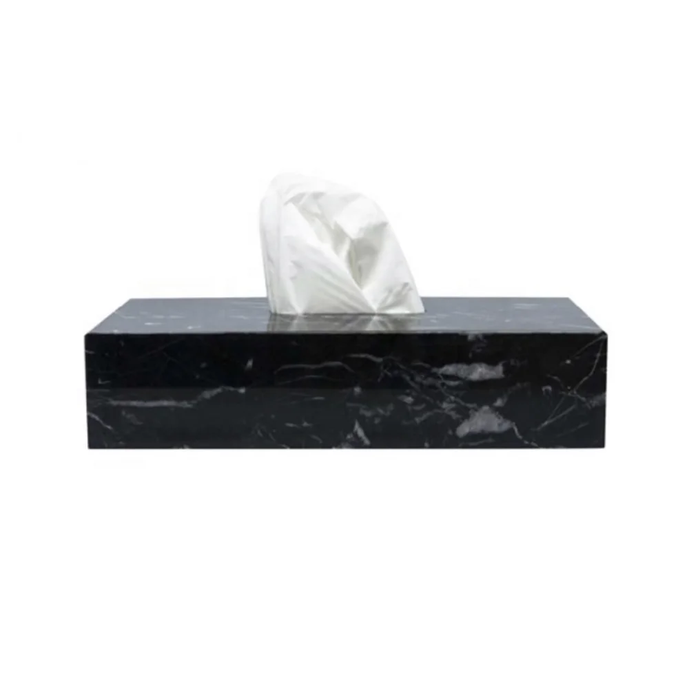 Marble Home Bathroom accessories nero marquina marble tissue box