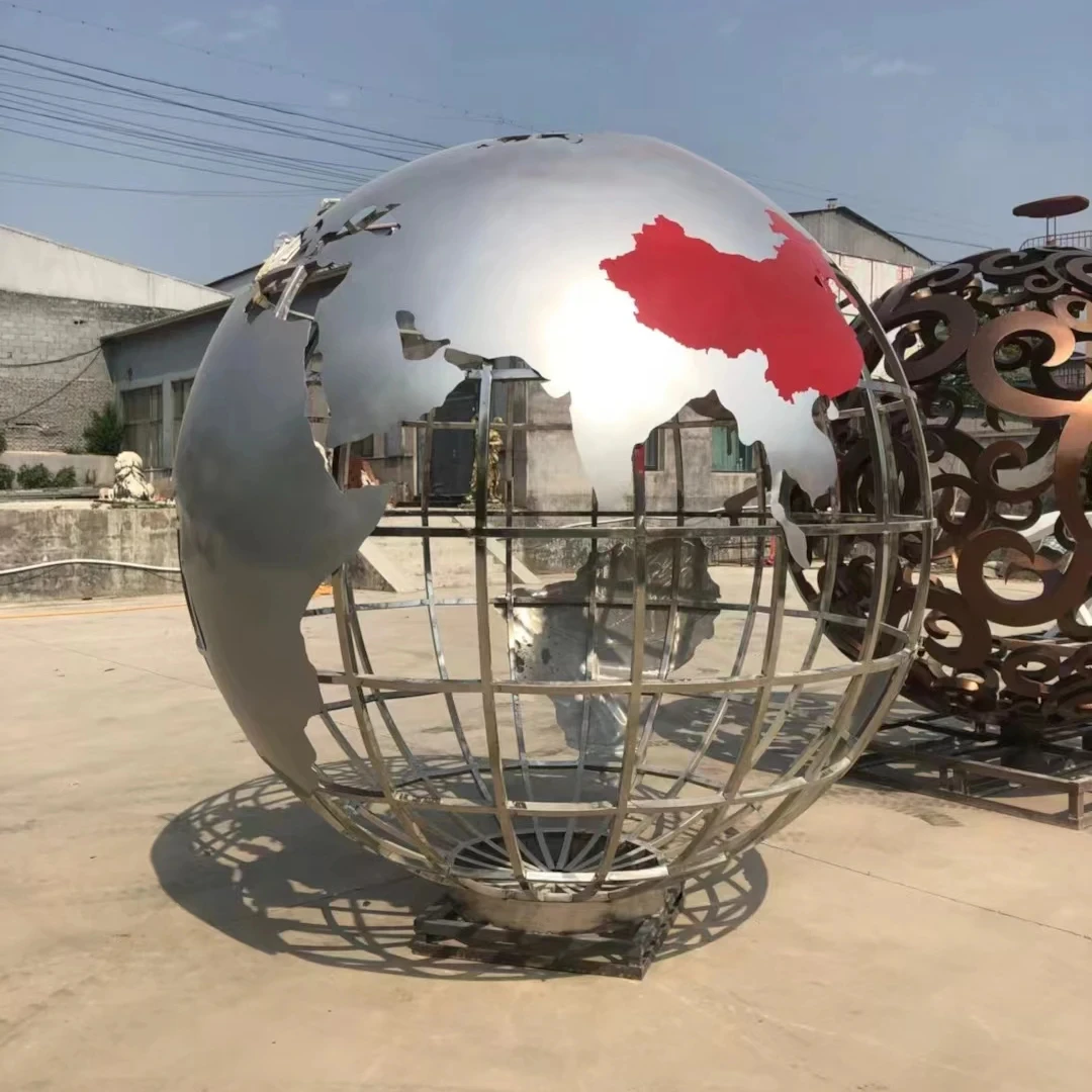 High Quality Modern Home Customized Metal Crafts Stainless Steel Metal Globe Sculpture