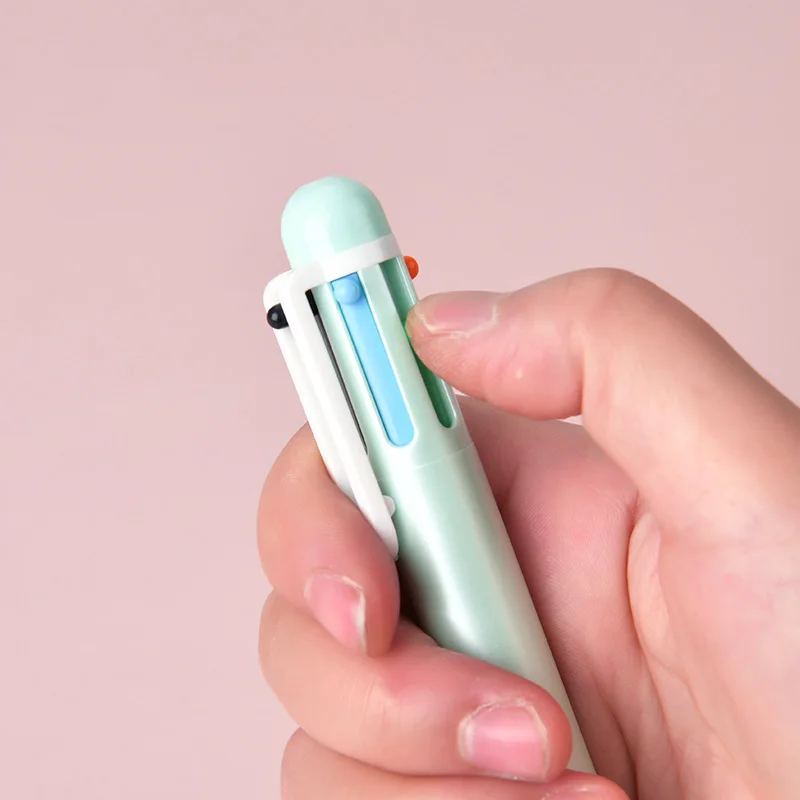 cute 6-in-1 multicolor ballpoint pen 6 colors retractable ball pens for office school supplies