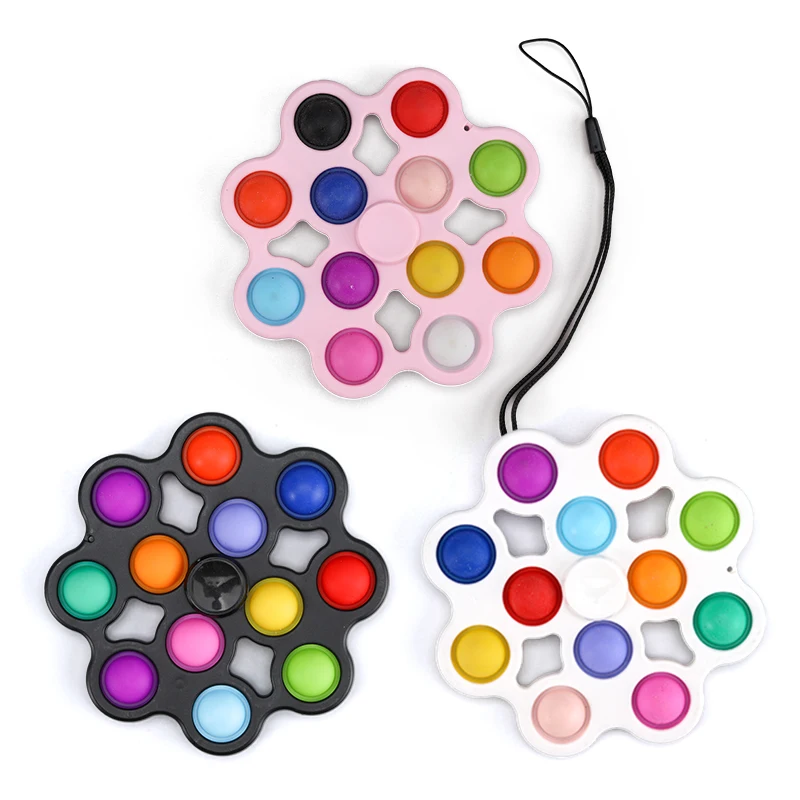 Silicone Relieve Stress Anxiety Bubble Finger Spinner 3D Animated Fidget Sensory Simple Fidget Dimple Toy