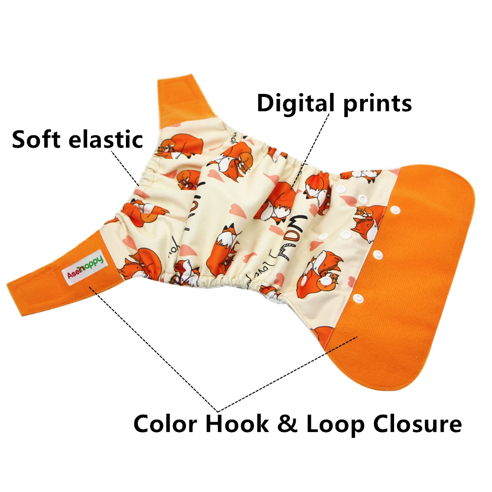 Asenappy Baby One Size Heavy Duty Hook Loop Reusable Baby Cloth Diapers