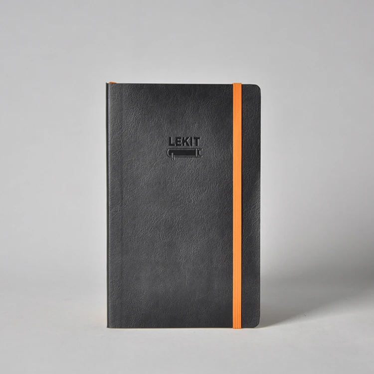 2024 Hot Sale Navy Soft Cover High Quality Lined NoteBooks A5 Custom Logo Business Pu Leather Note Book for Gift