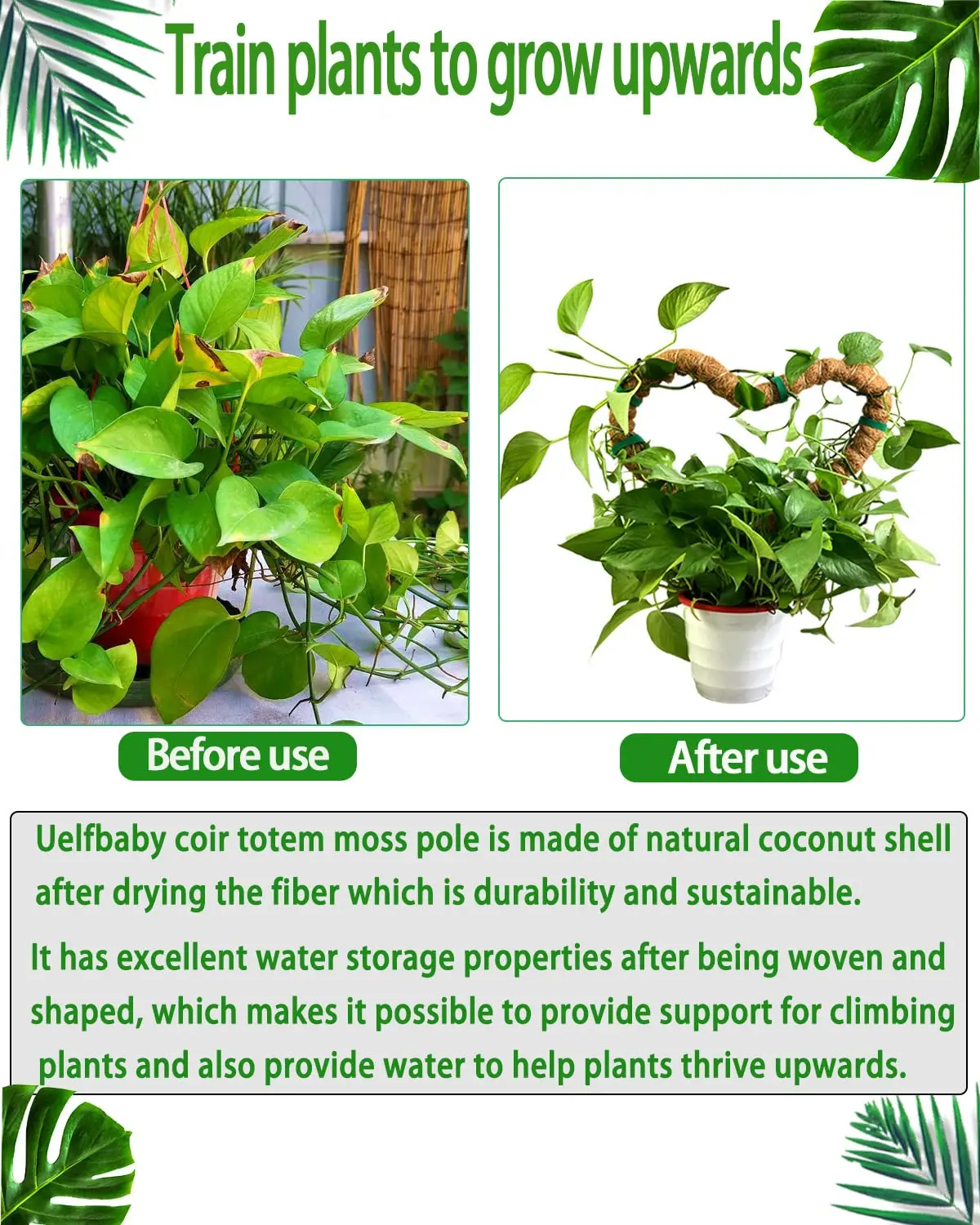 Bendable Moss Pole Monstera Plant Stakes for Indoor Plants Monstera Pole for Climbing Plants to Grow Upwards