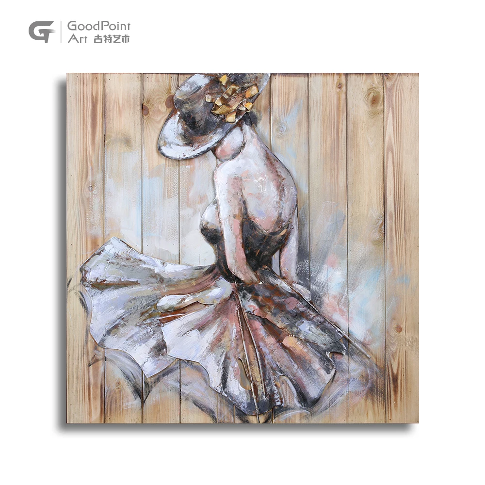 
Hot selling 3d wood products sexy nude ballet girl salon decoration 
