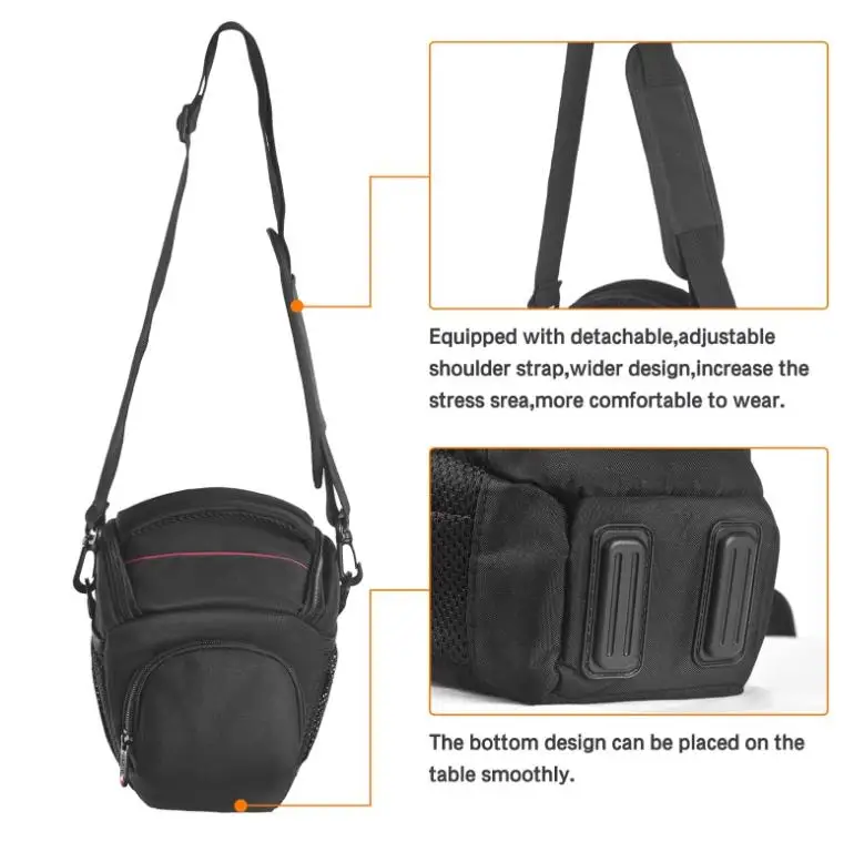 Customized Professional Durable Waterproof Black Crossbody Camera Bag Compact Case Camera Shoulder Bag