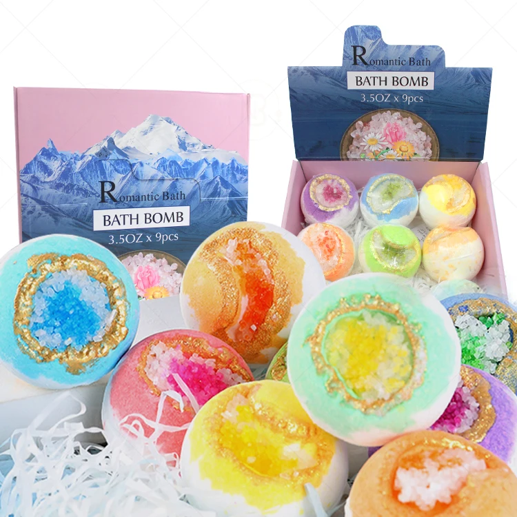 Custom Manufacturer Geode Bath Bombs 3D Shaped Luxury Milk 3d Crystal Bath Bombs Gift Set