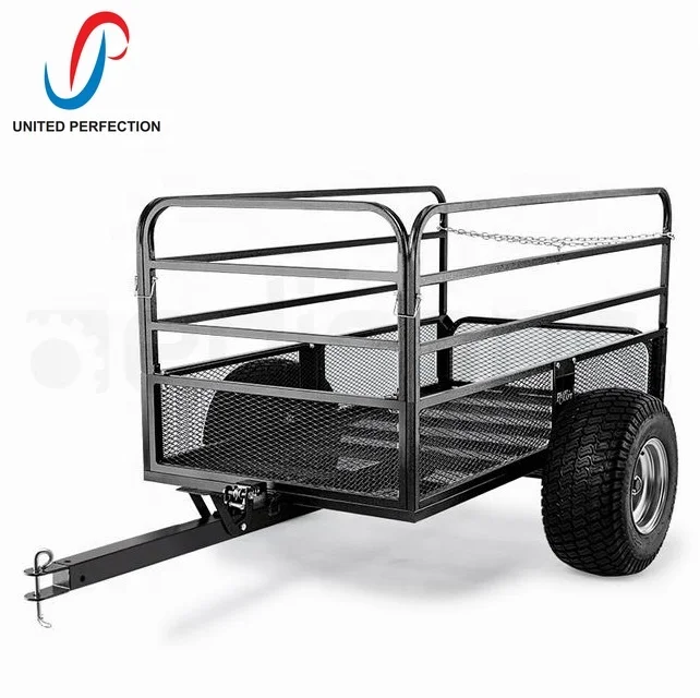 Low MOQ Heavy Load Small Steel Dump Trailer Best Price Garden ATV Cart with Foldable Sides ATV Trailer
