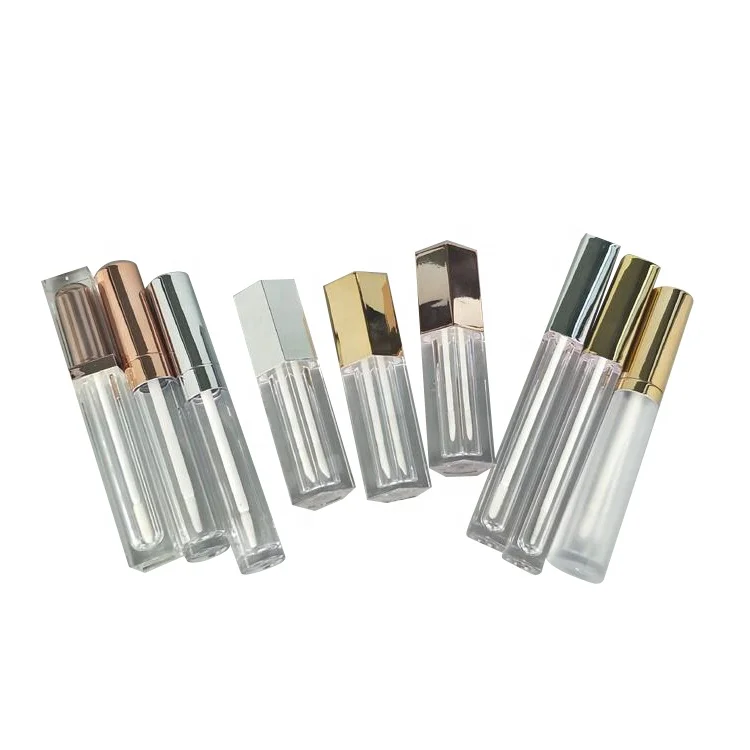 
Custom Logo Clear Lip Gloss Tubes Packaging Private Label Rose Wand Square Tube Container with Applicator 